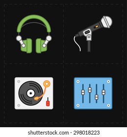 4 universal flat music icons