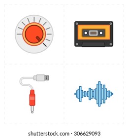 4 universal flat music icons
