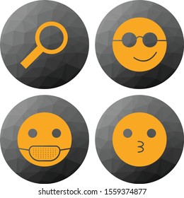  4 Universal icon for your project. emojis. magnifing glass.
 