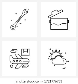 4 Universales Iconos Pixel Perfect Symbols de herramientas; casilla; olla; harina; ilustración del vector solar