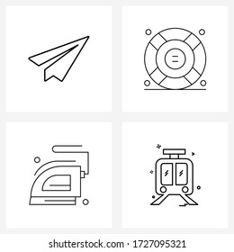 4 íconos universales Píxel Símbolos Perfectos del avión; electrónico; boya; seguridad; Ilustración de vectores de viaje