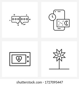 4 Universal Icons Pixel Perfect Symbols of messages; medical; conversation; savings; statistic Vector Illustration