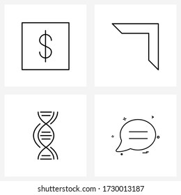4 Universal Icons Pixel Perfect Symbols of box; science; move; right up; messages Vector Illustration
