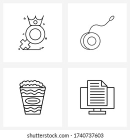 4 Universal Icons Pixel Perfect Symbols of mothers day; popcorn; mother; yo; food Vector Illustration