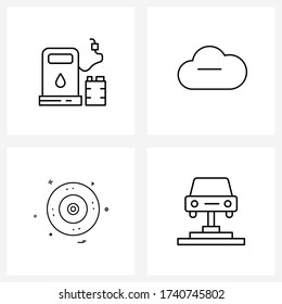 4 Universal Icons Pixel Perfect Symbols of biodiesel; storage; fuel station; less; lifter Vector Illustration