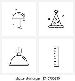 4 Universal Icons Pixel Perfect Symbols of mushroom; dish; mushroom; hat; education Vector Illustration