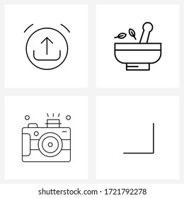 4 Universal Line Icons for Web and Mobile alarm; device; upload; healthcare; photo Vector Illustration