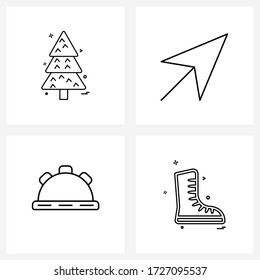 4 iconos de línea universal para árbol web y móvil; construcción; natural; suplente; Ilustración del vector hat