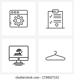 4 universelle Symbole für die Web- und Mobilkonfiguration; Überwachung; Präferenzen; Valentin; Online-Vector-Illustration