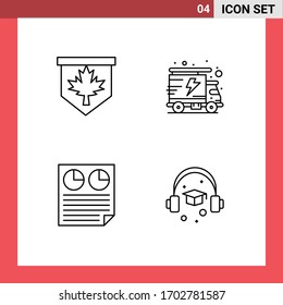 4 Universal Line Signs Symbols of tag; page; sign; truck; report Editable Vector Design Elements