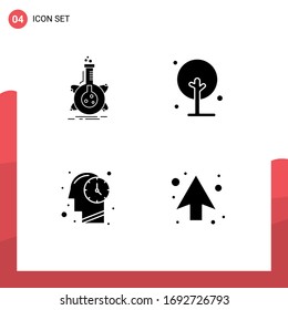 4 Universal Solid Glyph Signs Symbols of research; human; tube; farming; time Editable Vector Design Elements
