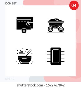 4 Universal Solid Glyph Signs Symbols of delete; kitchen; trolley; bangladesh; board Editable Vector Design Elements