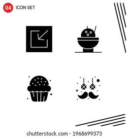 4 Universal Solid Glyph Signs Symbols of download; sweet; bowl; cookie; hair Editable Vector Design Elements