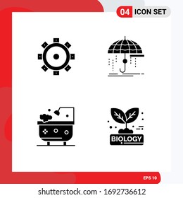 4 Universal Solid Glyphs Set for Web and Mobile Applications construction; bathroom; finance; money; shower Editable Vector Design Elements