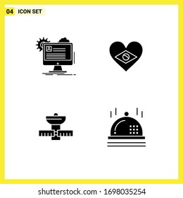 4 Universal Solid Glyphs Set for Web and Mobile Applications account; gps; edit; brazil; satelite Editable Vector Design Elements