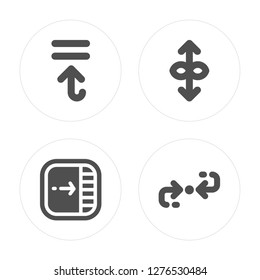 4 Upward, Drag, Resize, Cycle modern icons on round shapes, vector illustration, eps10, trendy icon set.