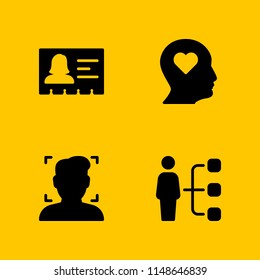 4 user icon set with user, id card and profile vector illustration for graphic design and web