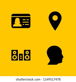 4 user icon set with music player, profile and id card vector illustration for graphic design and web