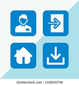 4 user icons in vector set. download, website, login and manager avatar illustration for web and graphic design