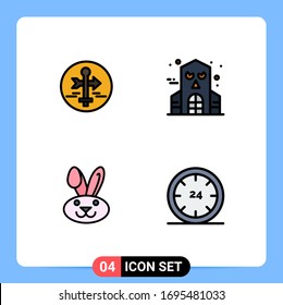 4 User Interface Filledline Flat Color Pack of modern Signs and Symbols of board; easter; map pointer; haunted; and Editable Vector Design Elements