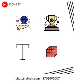 4 User Interface Filledline Flat Color Pack de Signos y Símbolos modernos de cobertura; estilo; comercialización; ganador; materiales de diseño de vectores editables
