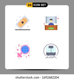 4 User Interface Flat Icon Pack of modern Signs and Symbols of cinema tickets; international; theater tickets; presentation; sign Editable Vector Design Elements