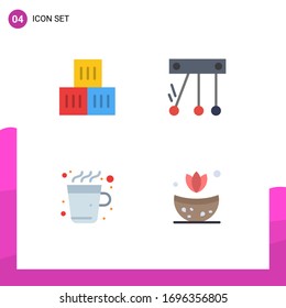 4 User Interface Flat Icon Pack of modern Signs and Symbols of box; drink; transportation; space; bath Editable Vector Design Elements