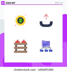 4 User Interface Flat Icon Pack of modern Signs and Symbols of clover; dinner; poker; phone; holiday Editable Vector Design Elements