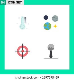 4 User Interface Flat Icon Pack of modern Signs and Symbols of hot; interface; rain; science; instrument Editable Vector Design Elements