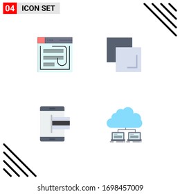 4 User Interface Flat Icon Pack of modern Signs and Symbols of email; layers; password; website; e Editable Vector Design Elements