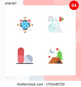 4 User Interface Flat Icon Pack of modern Signs and Symbols of function; medicine; operation; lab; space Editable Vector Design Elements