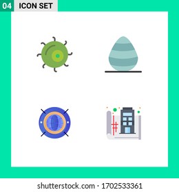 4 User Interface Flat Icon Pack of modern Signs and Symbols of cell; world; easter; spring; blue print Editable Vector Design Elements