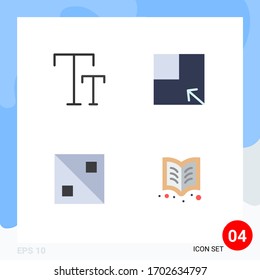 4 User Interface Flat Icon Pack of modern Signs and Symbols of big; reading; layout; cross; learning Editable Vector Design Elements