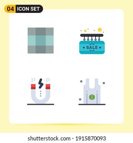 4 User Interface Flat Icon Pack of modern Signs and Symbols of grid; magnet; sale; creative; basketball Editable Vector Design Elements