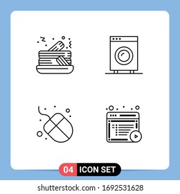 4 User Interface Line Pack of modern Signs and Symbols of cake; hardware; devices; equipment; article Editable Vector Design Elements
