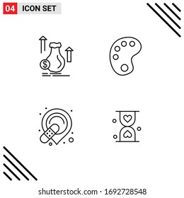 4 User Interface Line Pack of modern Signs and Symbols of money; band; growth; education; place holder Editable Vector Design Elements