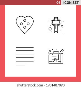 4 User Interface Line Pack of modern Signs and Symbols of button; align; heart button; ireland; text Editable Vector Design Elements