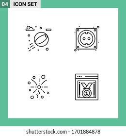 4 User Interface Line Pack of modern Signs and Symbols of beach ball; celebration; cable; stock; web performance Editable Vector Design Elements