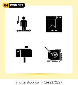 4 User Interface Solid Glyph Pack of modern Signs and Symbols of user; mail; left; browser; postbox Editable Vector Design Elements