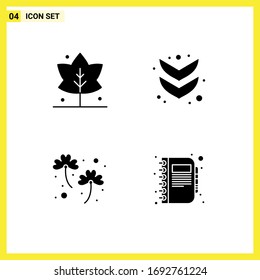 4 User Interface Solid Glyph Pack of modern Signs and Symbols of leaf; patrick; arrow; clover; business Editable Vector Design Elements