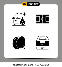 4 User Interface Solid Glyph Pack of modern Signs and Symbols of accident; food; road; sport; archive Editable Vector Design Elements