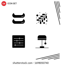 4 User Interface Solid Glyph Pack of modern Signs and Symbols of boat; lamp; religion; layout; Layer 1 Editable Vector Design Elements