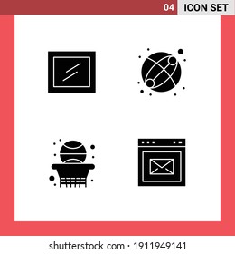 4 User Interface Solid Glyph Pack of modern Signs and Symbols of interior; browser; ball; school; webpage Editable Vector Design Elements