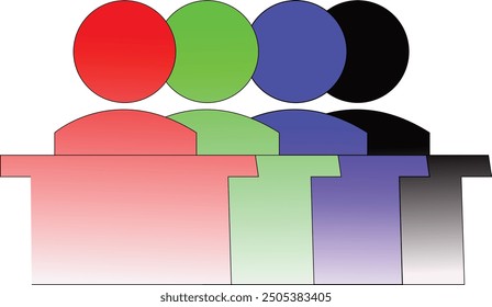  4 User vector icon with black and white color variatio