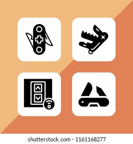 4 utility icons in vector set. switch and swiss army knife illustration for web and graphic design