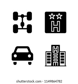 4 vacation icons in vector set. car and hotel illustration for web and graphic design