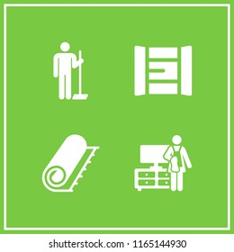 4 vacuum vector icon set with cleaner and carpet icons for mobile and web