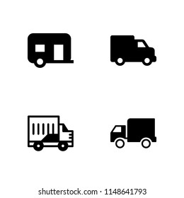 4 van icon set with lorry, caravan and truck vector illustration for graphic design and web