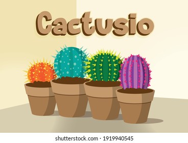 4 variant of Cactus plant in Vector