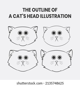 4 variants the outline cat's head illustration